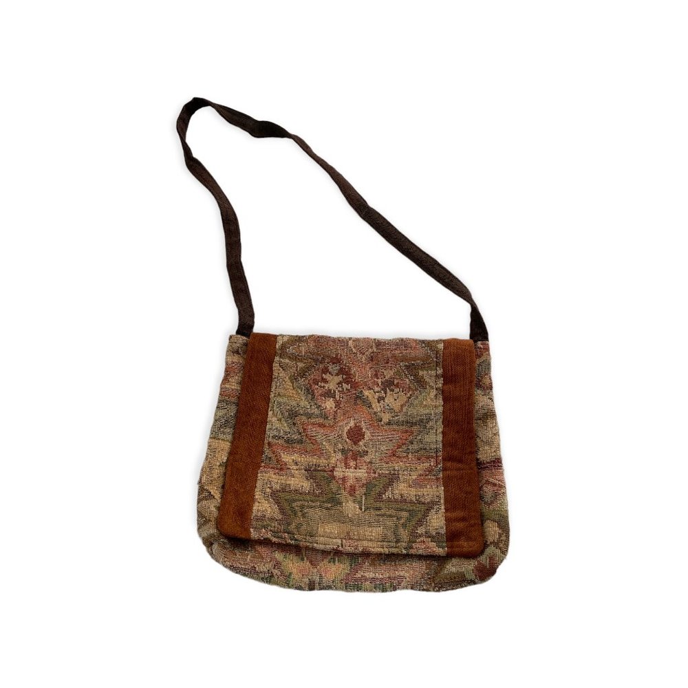 Vintage Southwestern Tapestry Crossbody Flap Purse Bag Aztec Woven Kilim Print
